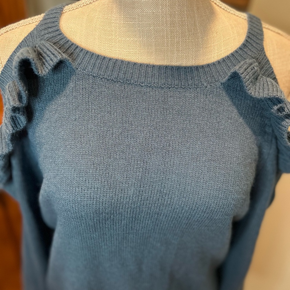 Entro Teal Ruffle Trim Sweater - Picture 6 of 6